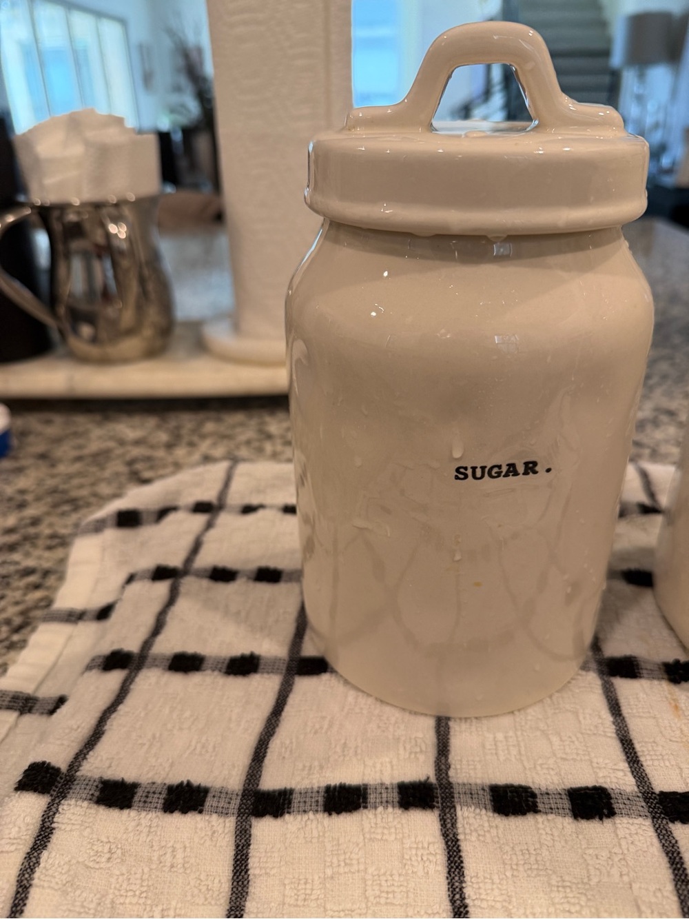 Rae Dunn White Ceramic Sugar Canister - 'SUGAR' Label